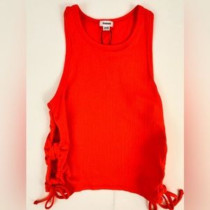 Garage Alyssa Ribbed Racer Crop Tank - Adjustable Side Keyholes Mandarin…